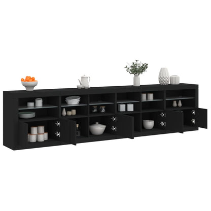 Skjenk Svart med LED-lys 283x37x67 cm