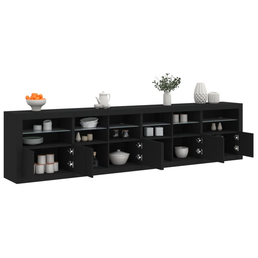 Skjenk Svart med LED-lys 283x37x67 cm