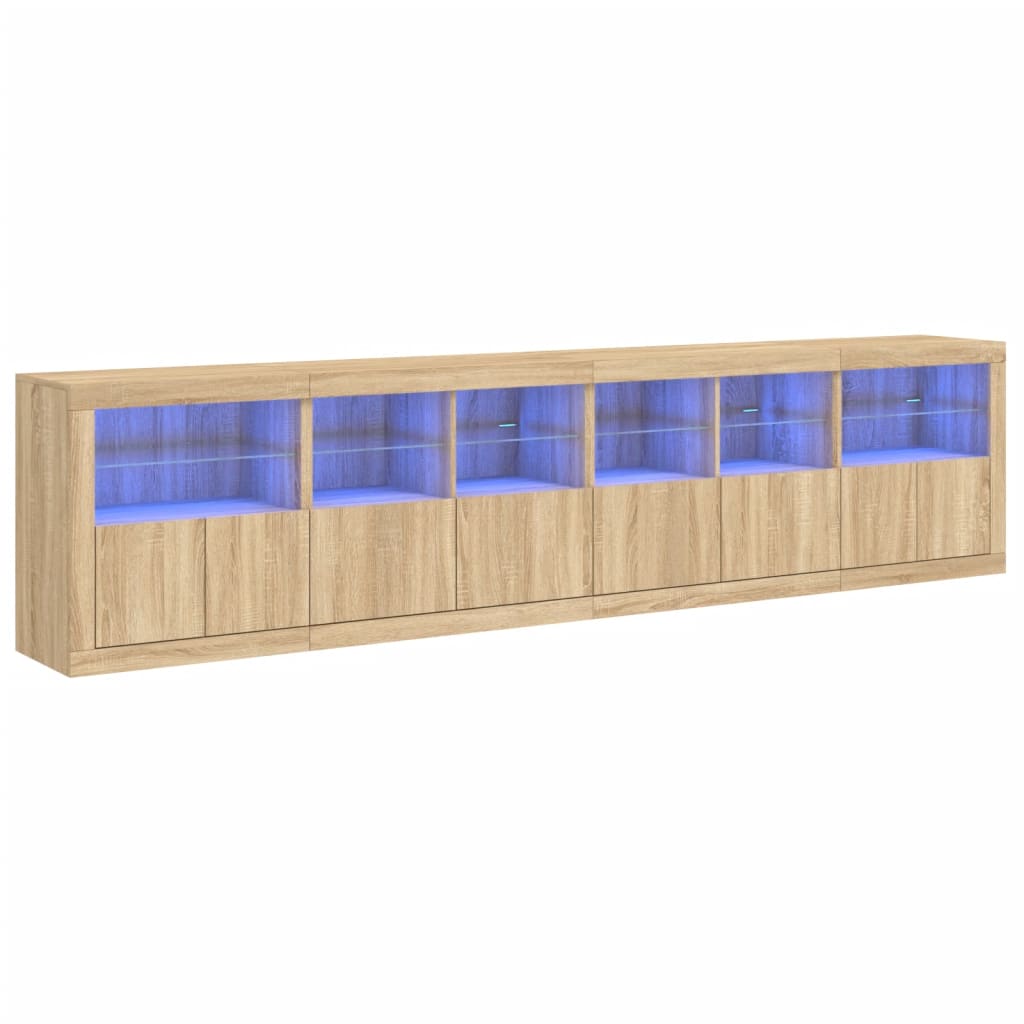 Skjenk Sonoma Eik med LED-lys 283x37x67 cm