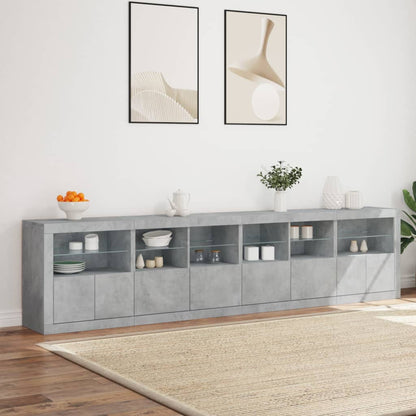 Skjenk Betonggrå med LED-lys 283x37x67 cm