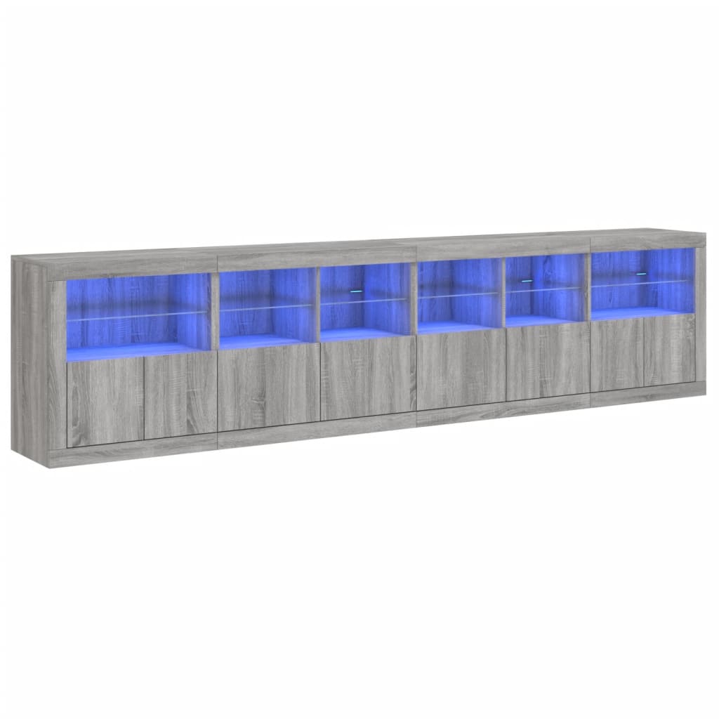 Skjenk Sonoma Grå med LED-lys 283x37x67 cm