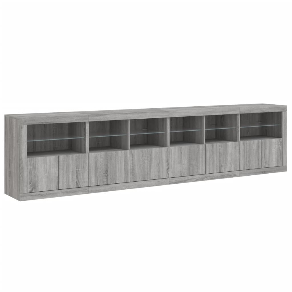 Skjenk Sonoma Grå med LED-lys 283x37x67 cm