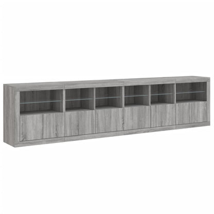 Skjenk Sonoma Grå med LED-lys 283x37x67 cm