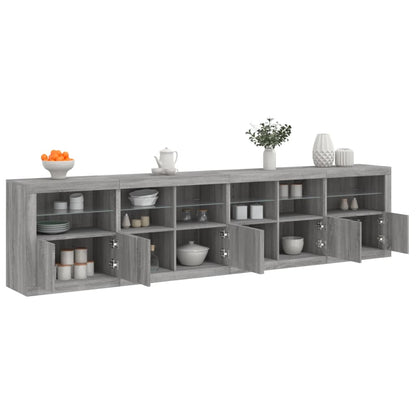 Skjenk Sonoma Grå med LED-lys 283x37x67 cm
