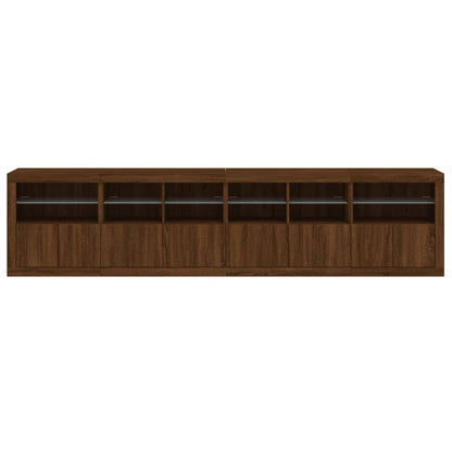Skjenk Brun Eik med LED-lys 283x37x67 cm