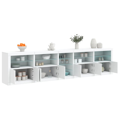 Skjenk Hvit med LED-lys 283x37x67 cm