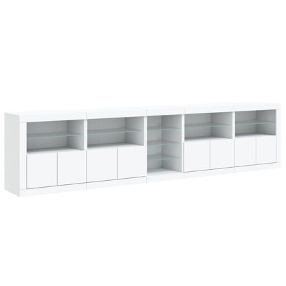 Skjenk Hvit med LED-lys 283x37x67 cm