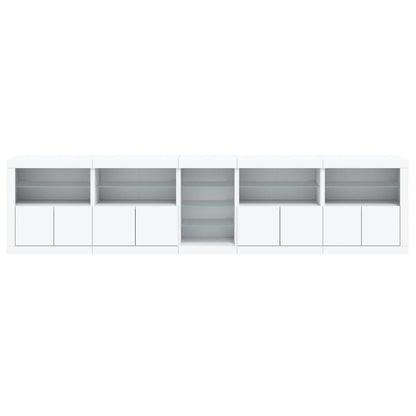 Skjenk Hvit med LED-lys 283x37x67 cm