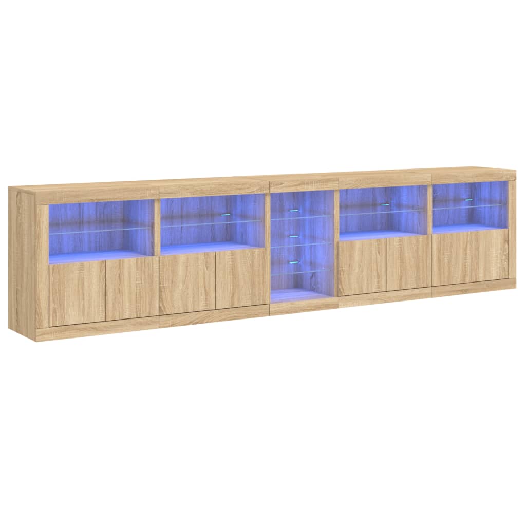 Skjenk Sonoma Eik med LED-lys 283x37x67 cm