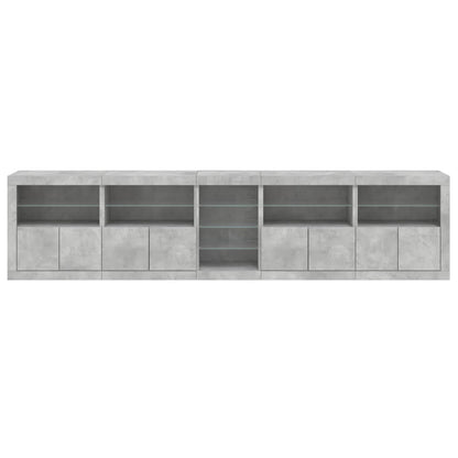 Skjenk Betonggrå med LED-lys 283x37x67 cm