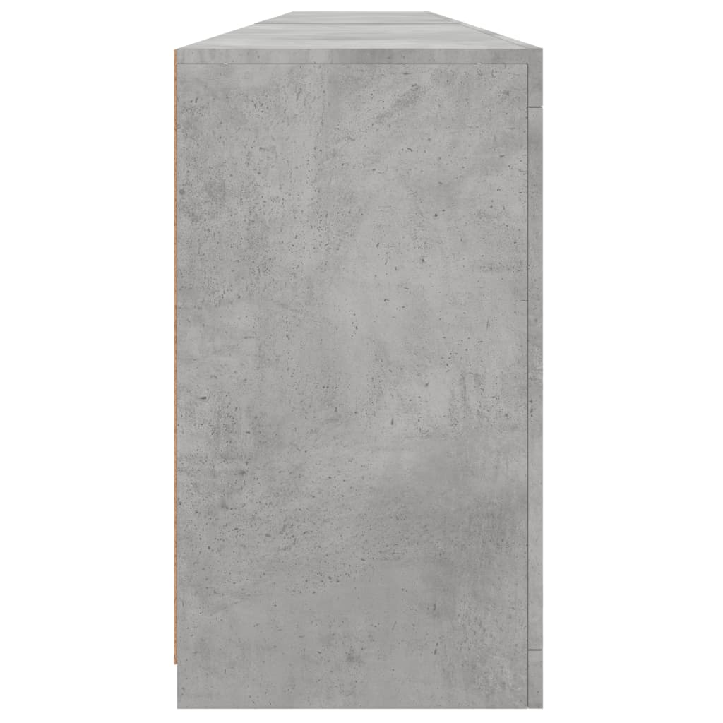 Skjenk Betonggrå med LED-lys 283x37x67 cm