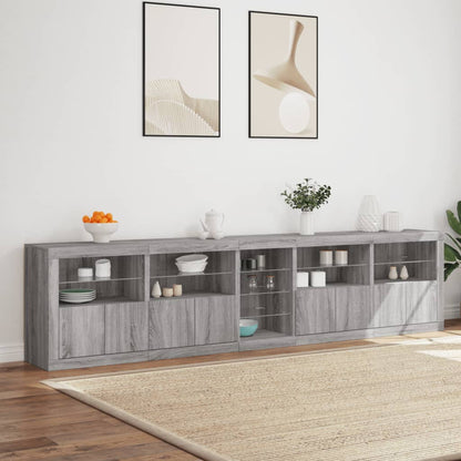 Skjenk Sonoma Grå med LED-lys 283x37x67 cm