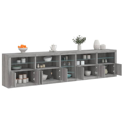 Skjenk Sonoma Grå med LED-lys 283x37x67 cm