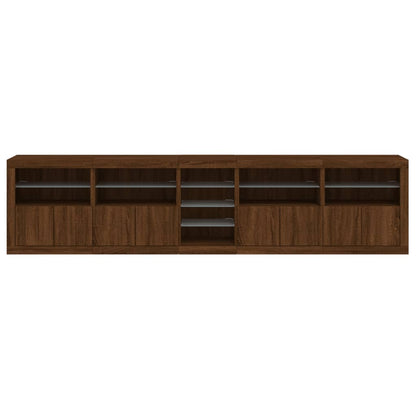 Skjenk Brun Eik med LED-lys 283x37x67 cm