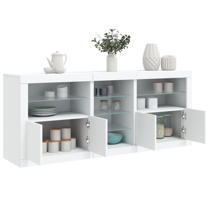 Skjenk Hvit med LED-lys 162x37x67 cm