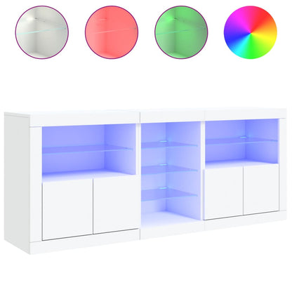 Skjenk Hvit med LED-lys 162x37x67 cm