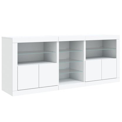 Skjenk Hvit med LED-lys 162x37x67 cm