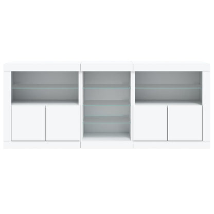 Skjenk Hvit med LED-lys 162x37x67 cm