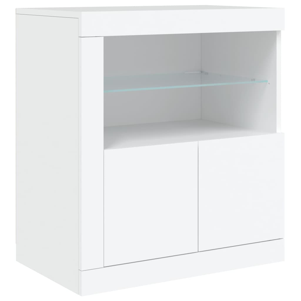 Skjenk Hvit med LED-lys 162x37x67 cm