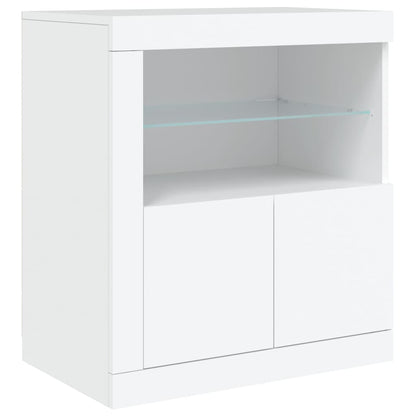 Skjenk Hvit med LED-lys 162x37x67 cm