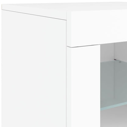 Skjenk Hvit med LED-lys 162x37x67 cm