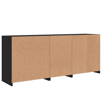 Skjenk Svart med LED-lys 162x37x67 cm