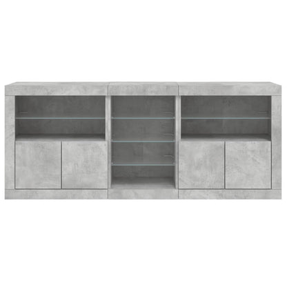 Skjenk Betonggrå med LED-lys 162x37x67 cm