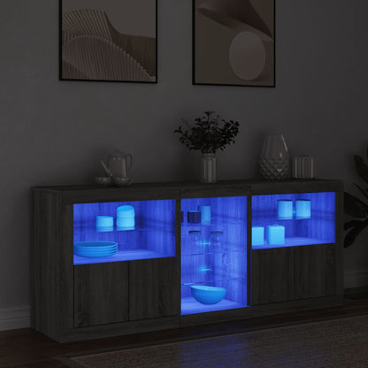 Skjenk Sonoma Grå med LED-lys 162x37x67 cm