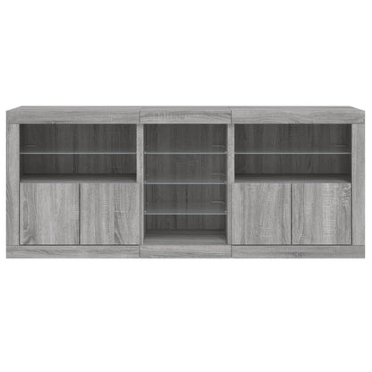 Skjenk Sonoma Grå med LED-lys 162x37x67 cm