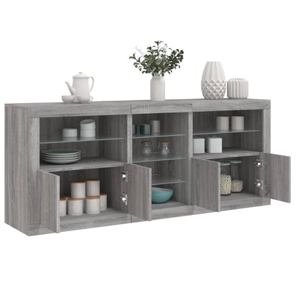 Skjenk Sonoma Grå med LED-lys 162x37x67 cm