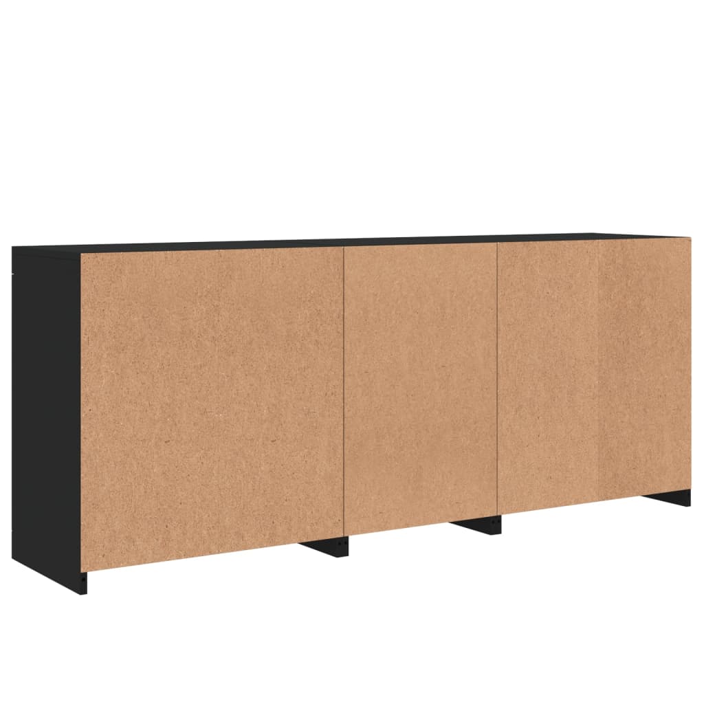 Skjenk Svart med LED-lys 181,5x37x67 cm