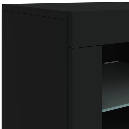 Skjenk Svart med LED-lys 181,5x37x67 cm