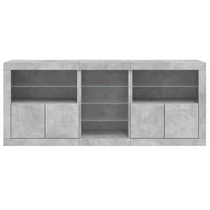 Skjenk Betonggrå med LED-lys 181,5x37x67 cm