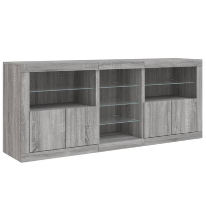 Skjenk Sonoma Grå med LED-lys 181,5x37x67 cm
