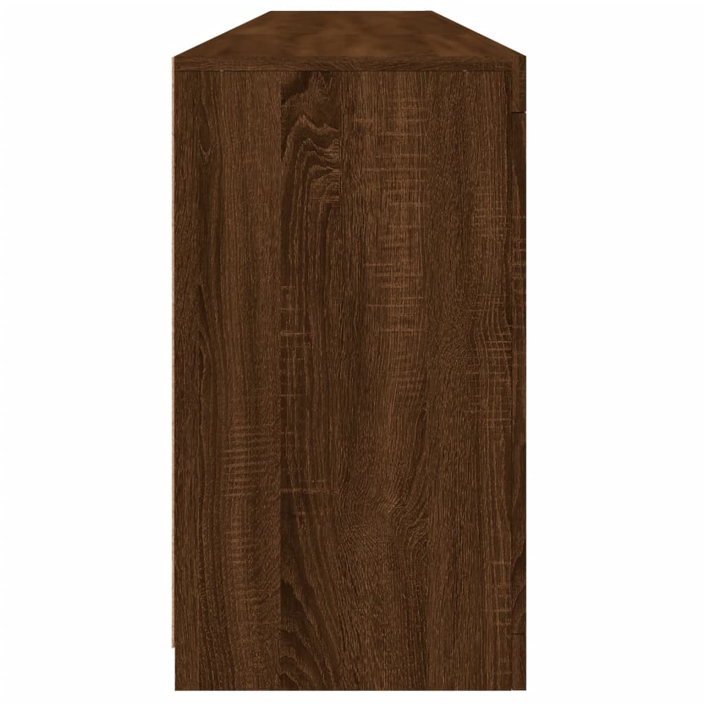 Skjenk Brun Eik med LED-lys 202x37x67 cm