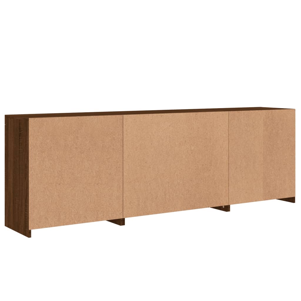 Skjenk Brun Eik med LED-lys 202x37x67 cm
