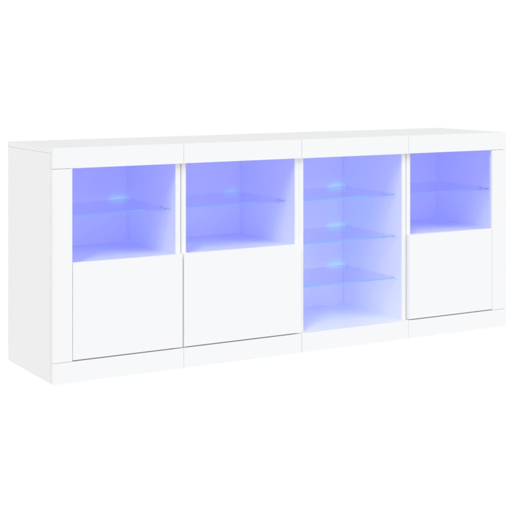 Skjenk Hvit med LED-lys 164x37x67 cm
