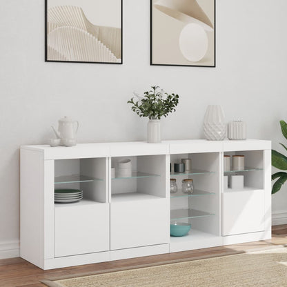 Skjenk Hvit med LED-lys 164x37x67 cm