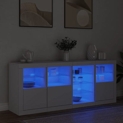 Skjenk Hvit med LED-lys 164x37x67 cm