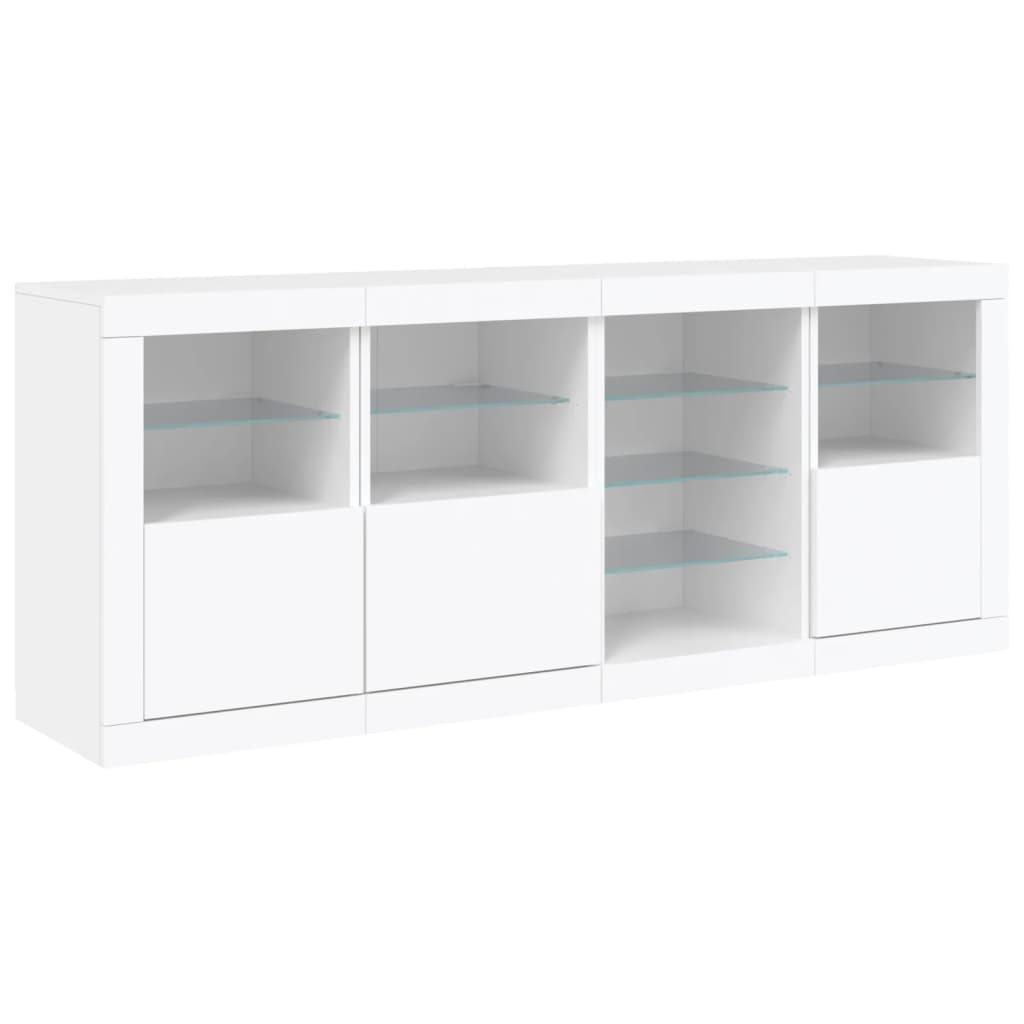 Skjenk Hvit med LED-lys 164x37x67 cm