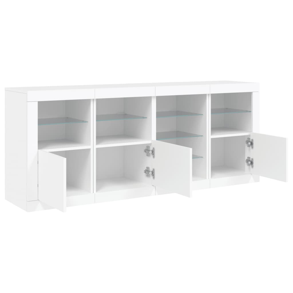 Skjenk Hvit med LED-lys 164x37x67 cm