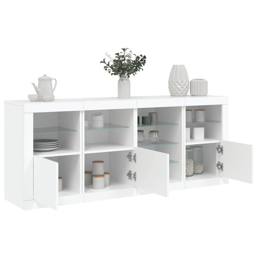 Skjenk Hvit med LED-lys 164x37x67 cm