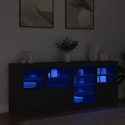 Skjenk Svart med LED-lys 164x37x67 cm