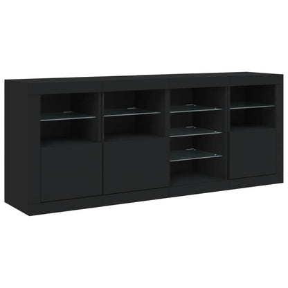 Skjenk Svart med LED-lys 164x37x67 cm