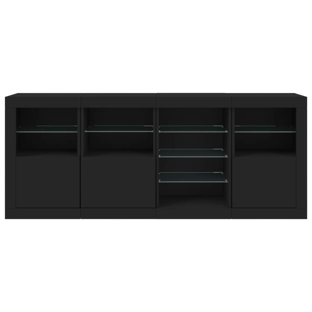 Skjenk Svart med LED-lys 164x37x67 cm