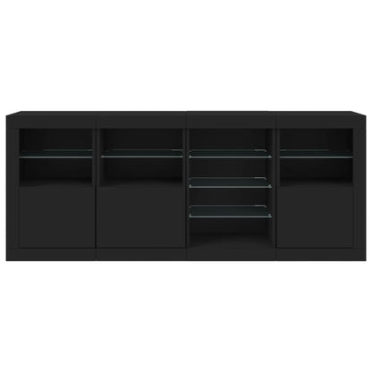 Skjenk Svart med LED-lys 164x37x67 cm