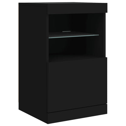 Skjenk Svart med LED-lys 164x37x67 cm