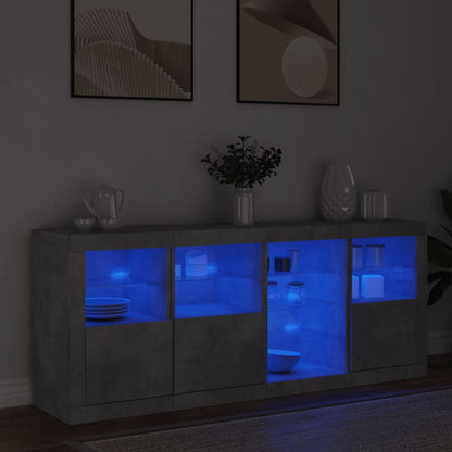 Skjenk Betonggrå med LED-lys 164x37x67 cm