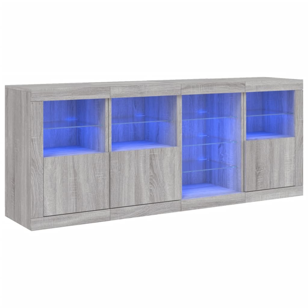 Skjenk Sonoma Grå med LED-lys 164x37x67 cm