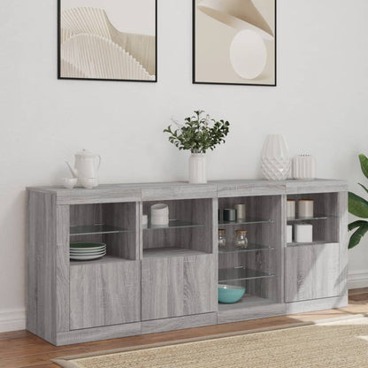 Skjenk Sonoma Grå med LED-lys 164x37x67 cm